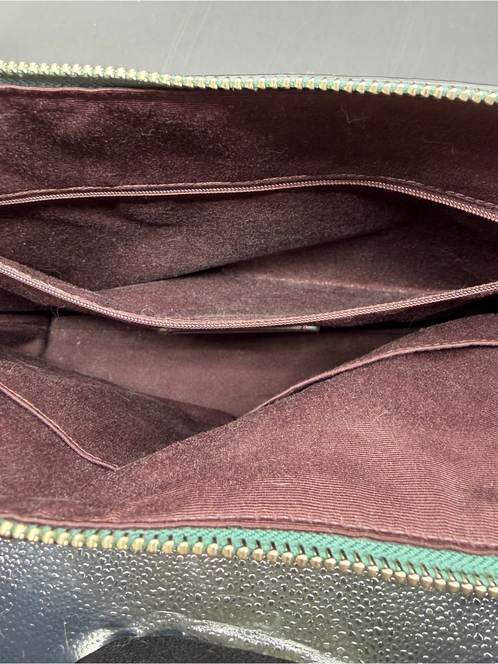 Coach Teal Pebbled Leather Tote Bag — Silver Chain Strap Shoulder Bag - Picture 8 of 8